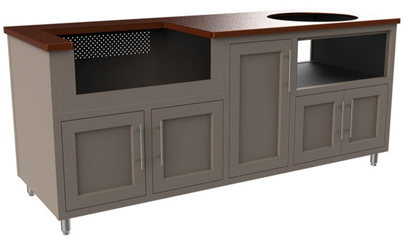 Challenger 3 Piece Coastal 83" Kitchen Island Package with Delta Heat Grill & Big Green Egg base (Big Green Egg Not Included) -CD3PCCS-01