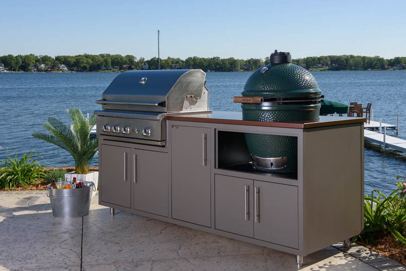 Challenger 3 Piece Coastal 83" Kitchen Island Package with Delta Heat Grill & Big Green Egg base (Big Green Egg Not Included) -CD3PCCS-01 1