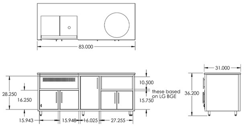 Challenger 3 Piece Coastal 83" Kitchen Island Package with Delta Heat Grill & Big Green Egg base (Big Green Egg Not Included) -CD3PCCS-01 4