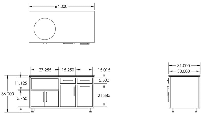 Challenger Coastal Series 64" Kitchen Island with Shaker Doors - COGI-64-KDDW 1