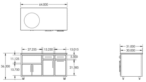Challenger Coastal Series 64" Kitchen Island with Shaker Doors - COGI-64-KDDW 1