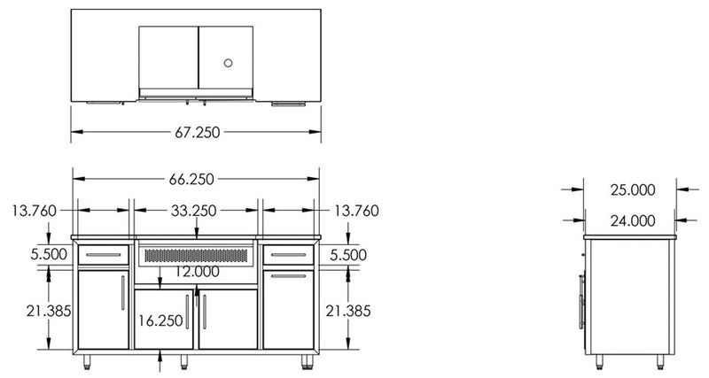 Challenger Coastal Series 67" Kitchen Island - COGI-67.25-DDGW 1