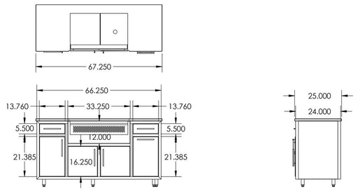 Challenger Coastal Series 67" Kitchen Island - COGI-67.25-DDGW 1