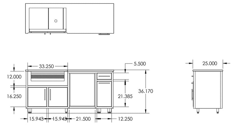Challenger Coastal Series 73" Kitchen Island - COGI-73.5-GRW 1