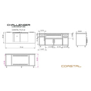 Challenger Coastal Series 79" Kitchen Island - COGI-79.25-LE 1