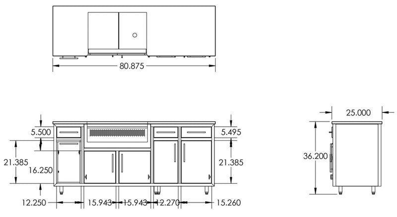 Challenger Coastal Series 80" Kitchen Island - COGI-80.875-WGDDDD 1