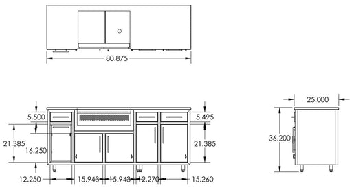 Challenger Coastal Series 80" Kitchen Island - COGI-80.875-WGDDDD 1