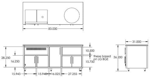 Challenger Coastal Series 83" Kitchen Island - COGI-83-GDK 1