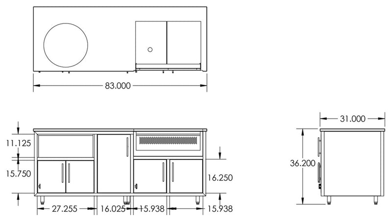 Challenger Coastal Series 83" Kitchen Island (Fits XLarge Kamado Joe Classic) - COGI83-XLKDG-GG-SV 1