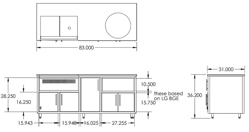 Challenger Coastal Series 83" Kitchen Island with Shaker Doors - COGI-83-GDK-SHAKER 1