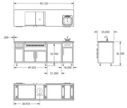 Challenger Coastal Series 90" Kitchen Island - COGI-90.125-WGRS-WTP 1