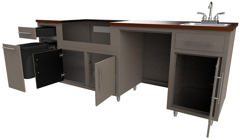 Challenger Coastal Series 90" Kitchen Island - COGI-90.125-WGRS-WTP