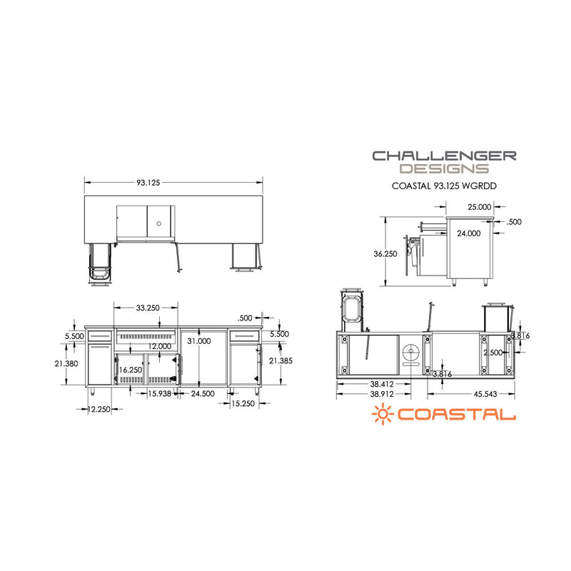 Challenger Coastal Series 93" Kitchen Island - COGI-93.125-WGRDD 2